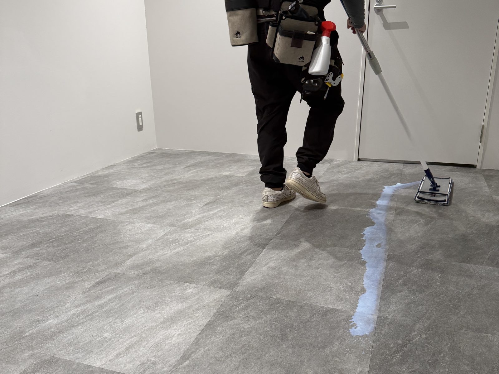 Commercial cleaning in progress